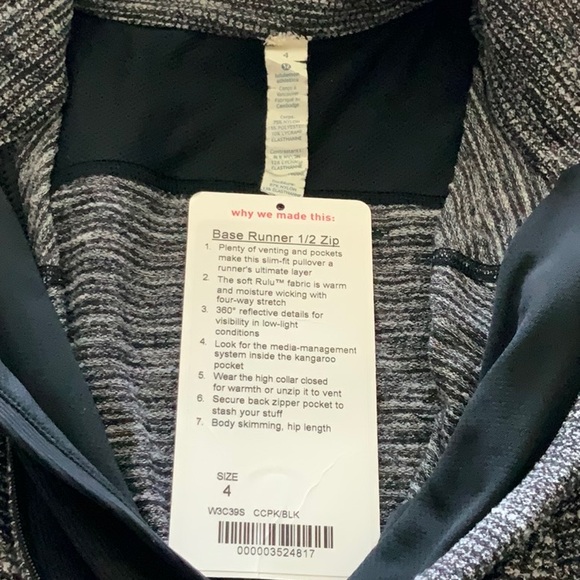 Lululemon Base Runner Half Zip, Size 4 - Picture 9 of 9